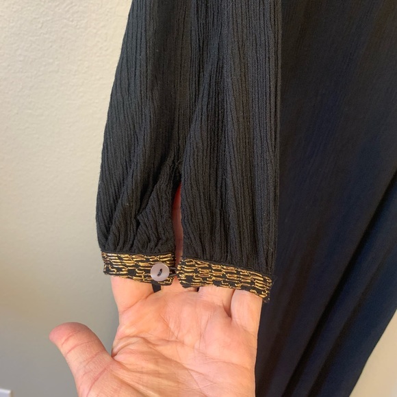 Free People Hearts Desire Black Rose Gold Embroidered Maxi Dress - Picture 7 of 9